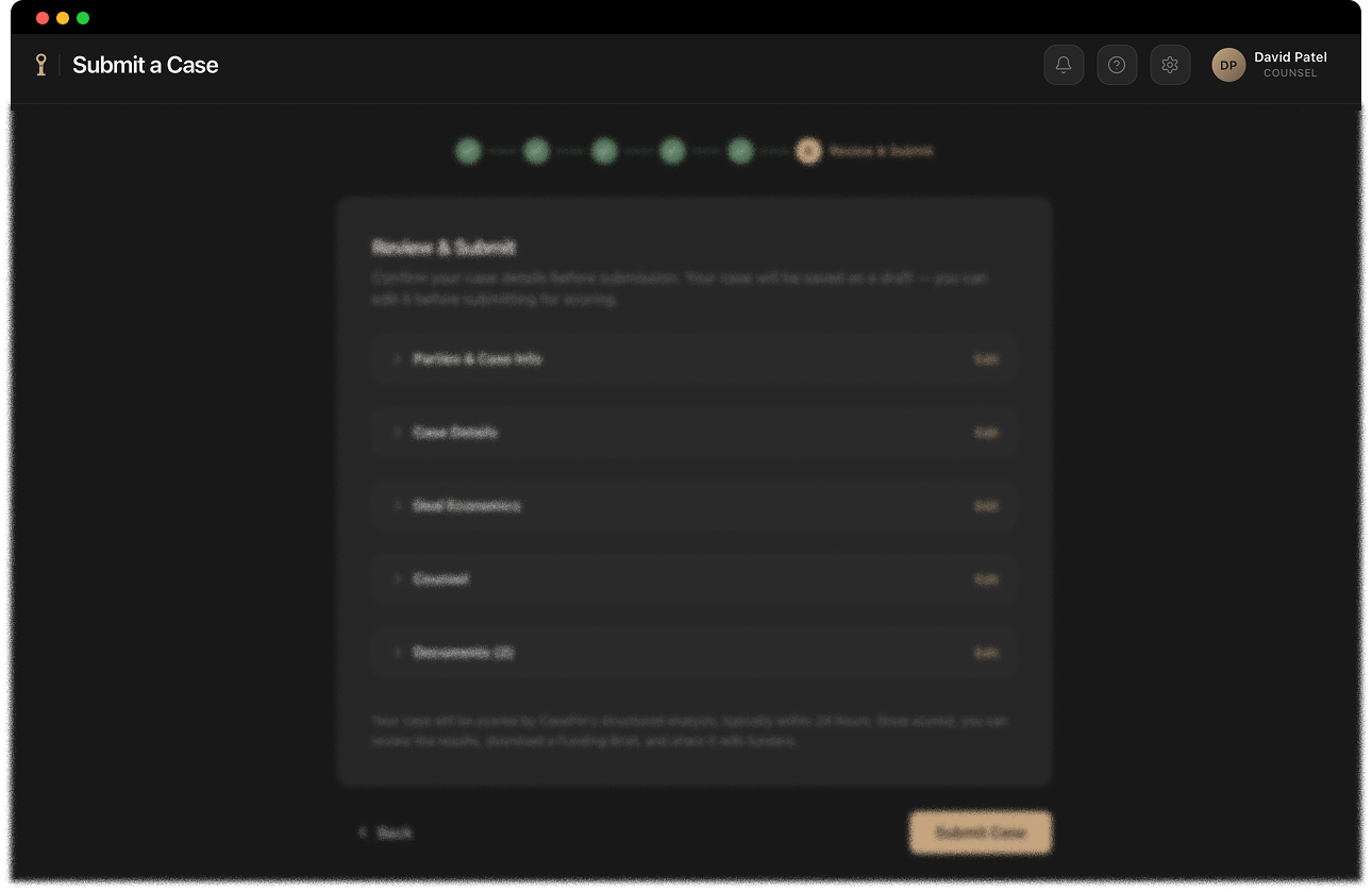 Case submission interface