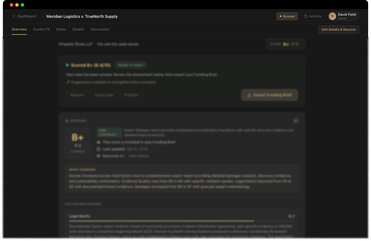Case evaluation interface
